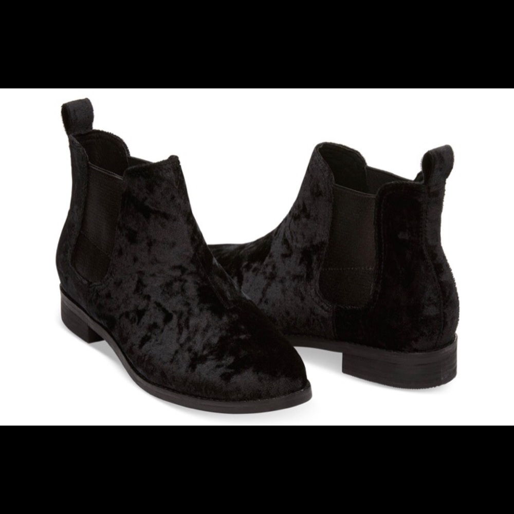 TOMS Ella Black Velvet Booties